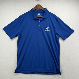 Top Golf Polo Mens L Royal Blue Logo Short Sleeve Athletic Active Performance